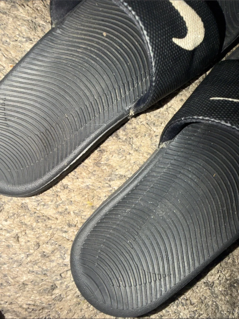 Nike Black Slides with Cream Swoosh